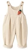 Happy Cherry Baby Corduroy Bib Pants Fall Spring Printed Overalls Warm One Piece Suspender Jumpsuit Cotton Button Sleeveless Romper White 18 Months