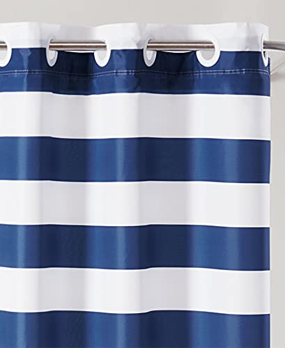 Hookless It's A Snap! Cabana Stripe 71" x 74" Shower Curtain in Navy, W 71" x L 74" (1 Panels) - Image 3