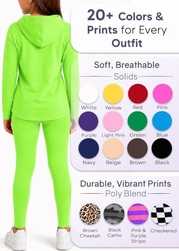 Image of STRETCH IS COMFORT Girls 2 Piece Hoodie Short Sleeve Long Sleeve Crew Neck Top and Leggings Set Kids Thermals Underwear Set