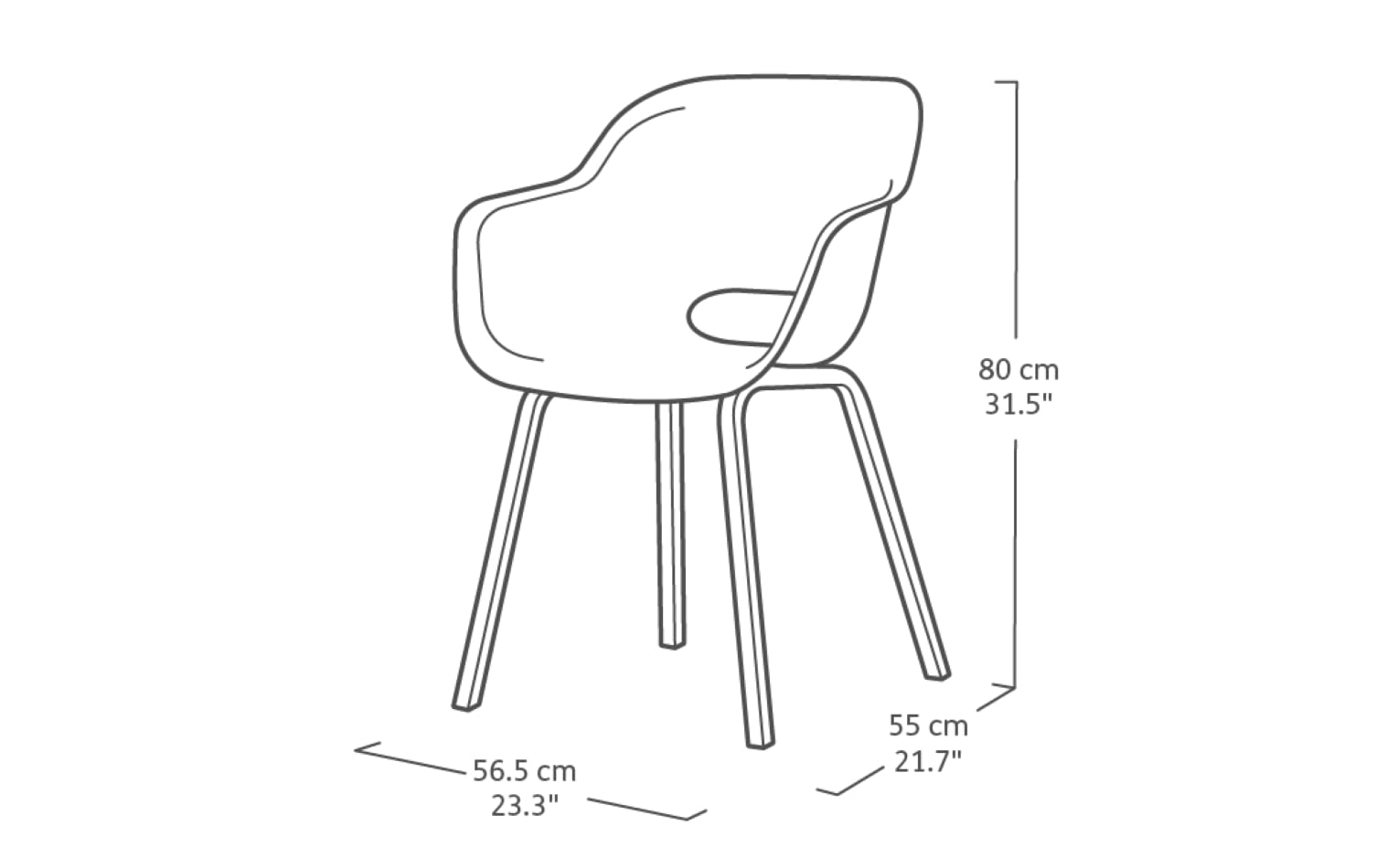 Keter Noa krzesło ogrodowe, 2 sztuki, 55 x 56,5 x 80 cm – stelaż metalowy – tworzywo sztuczne z recyklingu