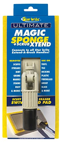 Image of STAR BRITE Ultimate Magic Sponge + Scrub XTEND - Dual Articulating Flex Head, Ideal for Pool, Spa, RV, Boat, and Home, Connects to Extend-A-Brush Handles (041010)