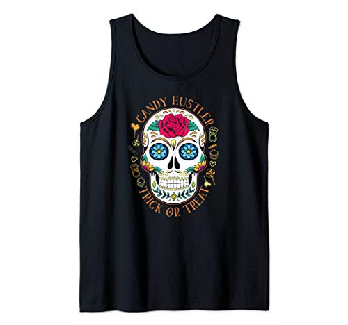 Candy Hustler Sugar Skull Rose Trick or Treat Costume Tank Top