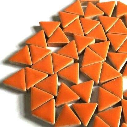 Craft Mosaic Tiles - Glazed Ceramic Triangles - Popsicle Orange