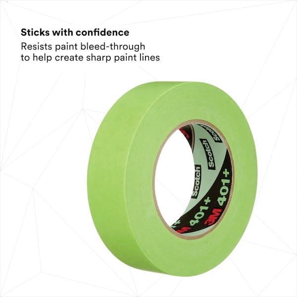 Image of 3M High Performance Green Masking Tape 401+, 36 mm x 55 m 6.7 mil, 16 Roll /Case