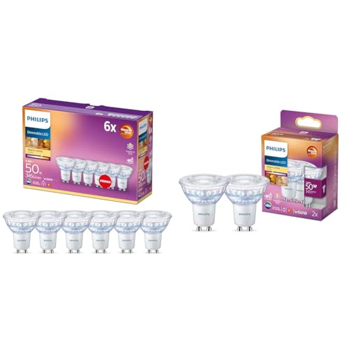 Ampoule LED Spot GU10 Philips blanc chaud à intensité variable pour salon chaleureux