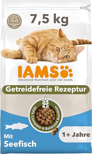 IAMS Katzenfutter trocken getreidefrei mit Fisch - Trockenfutter ohne Getreide für Katzen ab 1 Jahr, 7,5 kg