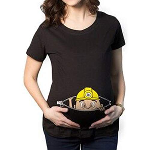 Yuandongxing Mujeres Camiseta Maternidad Camiseta gráfica Divertida Tops Lindos para Mujeres Embarazadas Embarazadas