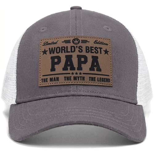 Image of Fathers Day Dad Papa Gifts from Daughter Son Wife, Unique Men's Hat for Dad Grandpa Husband, Leather Pattern Baseball Cap