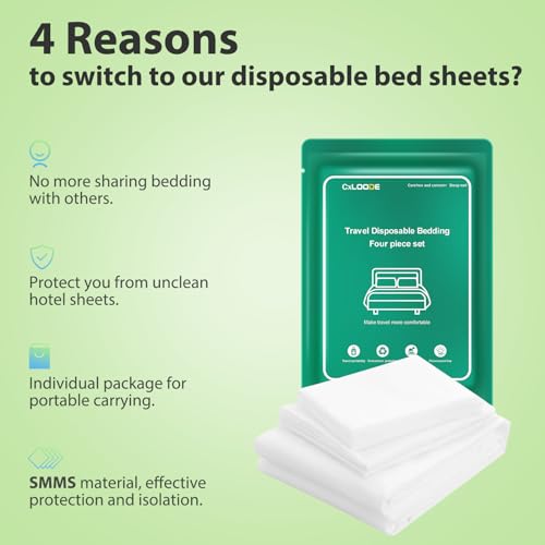 Image of 2 Pack Disposable Bed Sheet, Disposable Sheet for Travel Bedding Cover Portable Sheet with Quilt Cover, Bed Sheet and Pillowcase for Travel Business Trip Spa Hotel, Super Queen 2 Pack