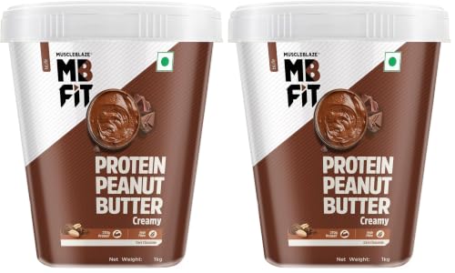 Image of MuscleBlaze Fit High Protein Peanut Butter, Creamy (Dark Chocolate Spread, 1kg) | 27g Protein | With Pea Protein & Whey Protein Concentrate | Fit Pack (Pack of 2)