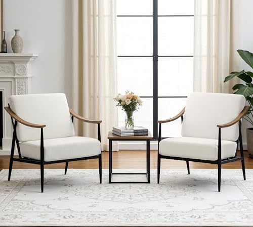 Modern Accent Chairs Set of 2 for Living Room Bedroom Mid Century...