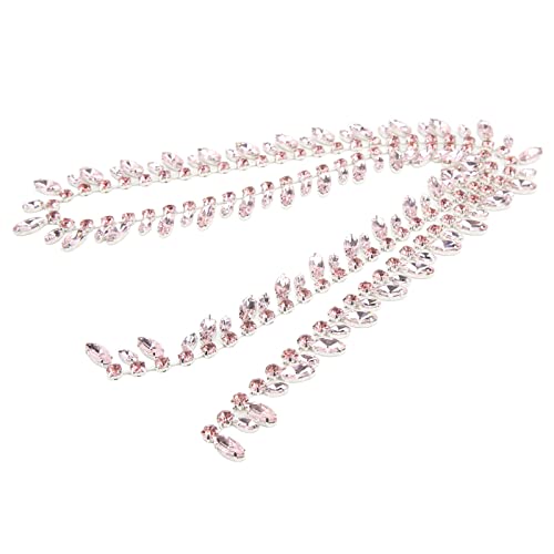 Rhinestone Chain Fringe Trim 2.3cm Wide 1 Yards Silver Bottom Fine Workmanship Super Glittering DIY Craft Chains for Wedding Party Clothing DIY ? (Pink)