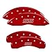 MGP Caliper Covers 14030STSSRD SS Trailblazer Logo Type Caliper Cover with Red Powder Coat Finish and Silver Characters, (Set of 4)