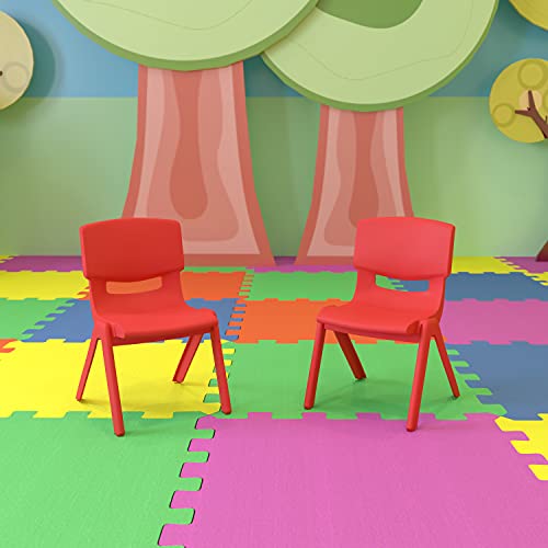 Image of Flash Furniture Whitney 2 Pack Red Plastic Stackable School Chair with 10.5'' Seat Height