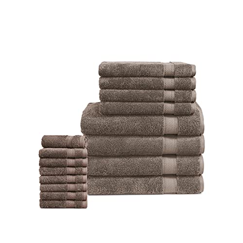 16 Piece Bath towels - 100% Cotton Towels For Bathroom, Premium Quality Hotel Towels, Highly Absorbent Bathroom Towel Set, Super Soft, 4 Bath Towels, 4 Hand Towels, and 8 Wash cloths - Taupe 16 Piece Bath towels - 100% Cotton Towels For Bathroom, Premium Quality Hotel Towels, Highly Absorbent Bathroom Towel Set, Super Soft, 4 Bath Towels, 4 Hand Towels, and 8 Wash cloths - Taupe