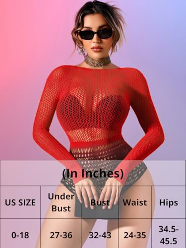 Image of Kaei&Shi Sexy Hollow Rave Outfits, Fishnet Bodysuit Fits US Women Sizes 0-18, Sheer Lace Glow Party Tops Festival Mesh