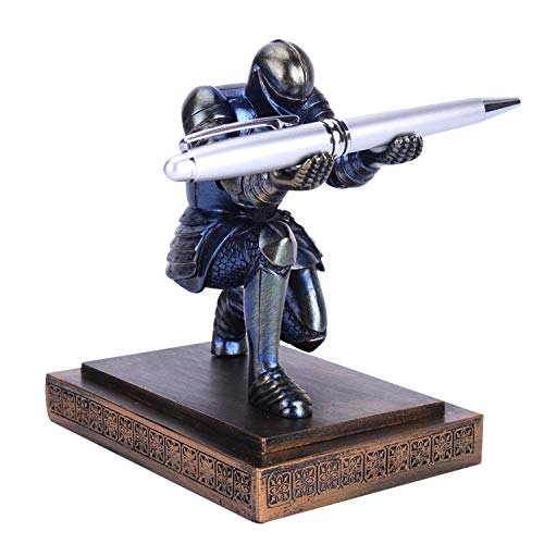 CYXStar-Resin-Soldier-Executive-Pen-Holder-Desk-Organizer-Cool-Pen-Stand-Home-Decor-Resin-Pencil-Holder-with-a-Pen-for-Men-as-Gift-Blue