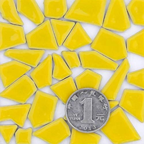 Mosaic Tiles ¨C 200 g Pack of Assorted Stained Glass Mosaic Tile Supplies for DIY Crafts,Plates,Picture Frames,Flowerpots,Handmade Jewelry - Shaped Ceramic 0.5x2 cm, Yellow
