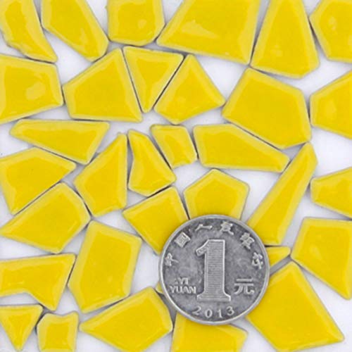 Mosaic Tiles ¨C 200 G Pack Of Assorted Stained Glass Mosaic Tile Supplies For Diy Crafts,Plates,Picture Frames,Flowerpots,Handmade Jewelry - Shaped Ceramic 0.5X2 Cm, Yellow #TOP3