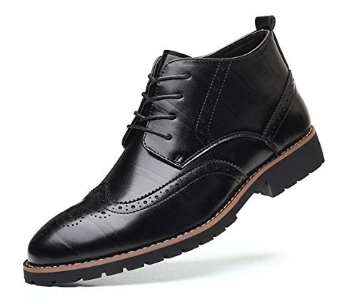 Mens Wingtip Patent Leather Lace-up Derby Oxford Ankle Boot Dress Ankle Combat Motorcycle Boots Black 9 US