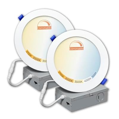 LED ATOMANT 2 Pack 4 Inch LED Recessed Ceiling Lights with Junction Box, 10W 800 Lumens, 5CCT Selectable (2700K–5000K), Dimmable Canless Downlights for Home & Commercial Use