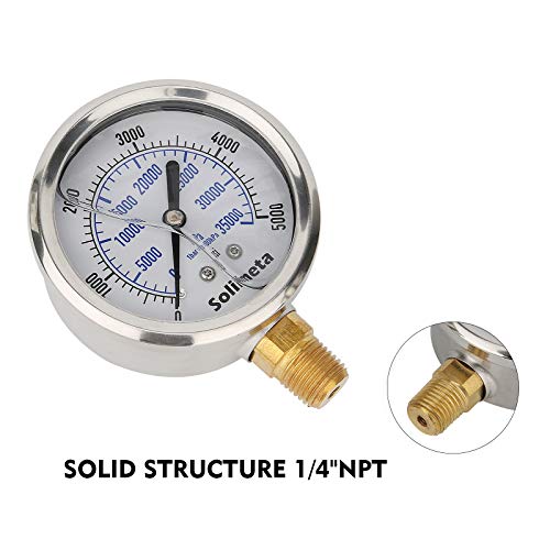 Manomètre hydraulique 5000 psi en acier inoxydable durable