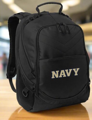 Image of Broad Bay Naval Academy Backpack | Official USNA Midshipmen Logo, Padded Laptop Computer Section, Premium 600D Nylon Fabric