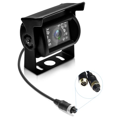 Cámara de Respaldo de 4 Pines Hikity 9V 36V 18 IR LED Cámara de Visión Nocturna Cámara de Marcha Atrás Impermeable para Coche/Autobús/Camión/Remolque/Caravana/Autocaravana