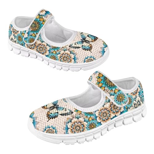 Binienty Girls Mary Jane Sneaker Casual Mesh Flat Shoes Memory Foam Slip on School Dress Shoes