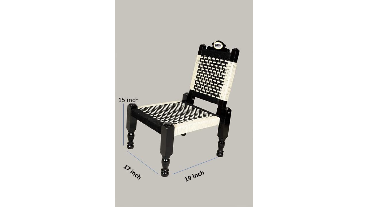 THE ROYAL CRAFTS Traditional handicrafts 15 inch Wooden Folding Chair khatli bajot Stool mudda pidda charpai 4