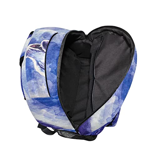 Mochila grande de lobo blanco y luna para estudiantes y portátiles en viajes y camping 5