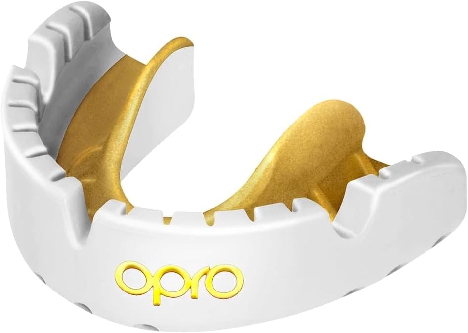 OPRO Gold Level Braces Mouth Guard, Moldable Mouthguard for Comfort & Fit for Boxing, Hockey, MMA, UFC, Football, Braces Protection, Youth & Adult Mouthguard with Case Included, White