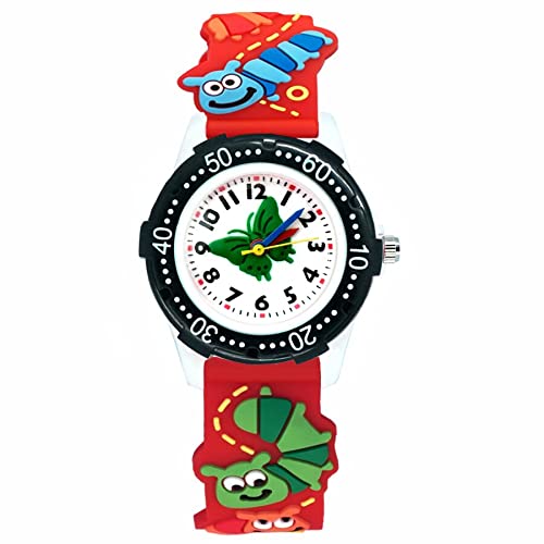 Reloj de niña Dibujos Animados de Moda Estilo de Mariposa Lindo Estudiante Niñas niños Cuarzo Relojes de Pulsera de Silicona 3D Relojes para niñas (Color : Pink)