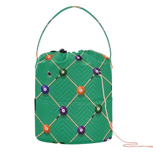 Yarn Storage Bag Small Crochet Bag Knitting Bag Organizer Billiards Green Yarn Bags for Crocheting Basket