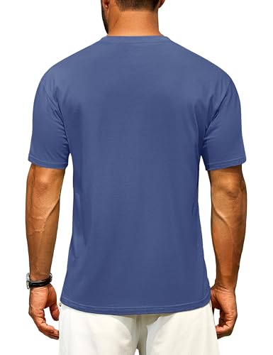 Cotrasen Men's T Shirts Cotton Drop Shoulder Short Sleeve Shirts for Men Casual Soft Comfort Loose Fit Mens Summer Tee Shirts