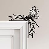 Rajukit Dragonfly Wall Art – Outdoor Metal Garden Decor with Dragonfly Design, Matte Black Door Frame Decor – Waterproof Insect -Themed Wall Sculpture for Patio, Pool, and Garden