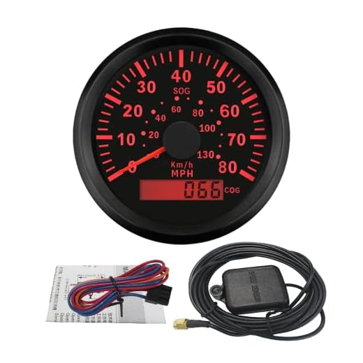 ELING GPS Speedometer Speedo Gauge 0-80MPH for Boat Yacht Vessel 3-3/8'' (85mm) 9-32V (LED Shows Course not Odometer)