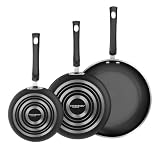 COOKSMARK Nonstick Frying Pan Set 3 Piece, 8 Inch 9.5 Inch & 11 Inch Sauce Saute Pans,Dishwasher Safe Cookware Set Black