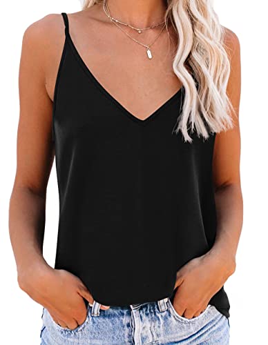 NONSAR Camiseta interior de tirantes finos para mujer, camiseta básica de tirantes largos, tirantes ajustables de espagueti, camisola, camiseta de tirantes, Negro , S Cover