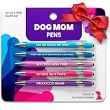 rubyloo Funny Dog Mom Gift Pen Set – 5 Black Ink Ballpoint Pens with Stylus Tips & Quality Metal Barrels with Hilarious Doggy Quotes – Cute Dog Mom Gift for Women for Christmas, Stockings, Birthdays