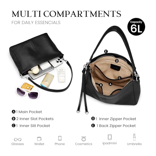 Image of befen Genuine Leather Hobo Bag Purses for Women, Anti Theft Leather Purse | Crossbody Purses with Built in RFID Wallet, Hobo Crossbody Bag Shoulder Handbags