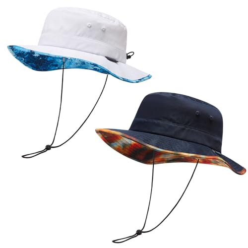 Image of UPF 50+ Foldable Sun Hat Patterned Under Brim Bucket Hats for Summer Hiking Fishing Beach Safari Men Women