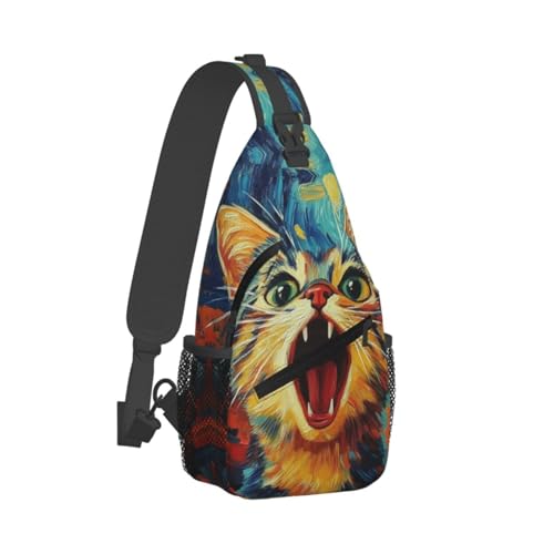 Crossbody Sling Backpack Bag Orange Cats Mini Casual Shoulder Daypack Chest Bag For Women Men Travel Hiking Gym Anti Theft2