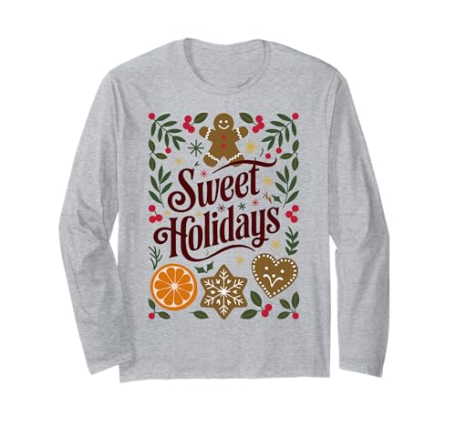 Sweet Holidays Christmas Gingerbread Arte festiva Maglia a Manica