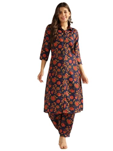 Image of DHRUVI TRENDZ Co Ord Set for Women Stylish | Ethnic Kurta Sets for Woman | Traditional Straight Kurti with Pant | Daily Comfortable Outfit for Office Ethnic Set | 3 /4 Sleeve Top with Relaxed Fit Pant