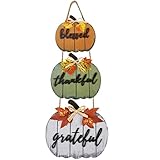 CYNOSA Decoraciones de otoño para el hogar, letrero de puerta bendecido, agradecido, decoración de otoño, decoraciones de Acción de Gracias, calabaza, vintage, letreros colgantes para el hogar,