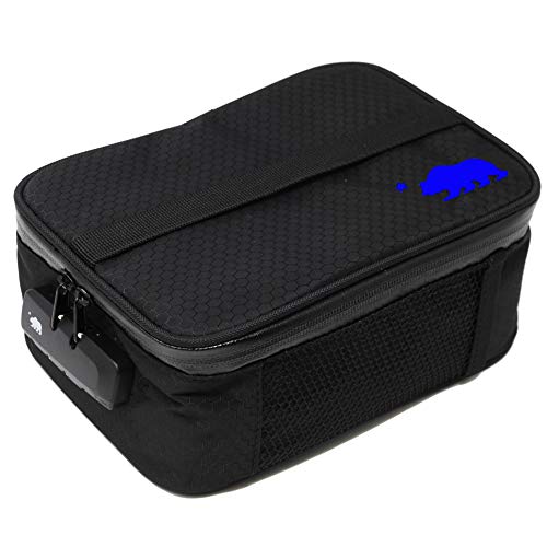 Cali Crusher 100% Smell Proof Soft Case W/Combo Lock (9"X7"X3.5") (Black/Blue) #TOP21