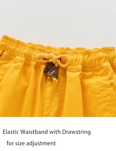 Boys' Solid Color Drawstring Elastic Waist Chino Pants (US, Numeric, 6, Regular, Yellow)3