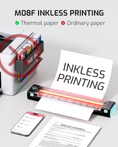 Phomemo M08F Portable Thermal Printer, A4 Bluetooth Inkless Mobile Printer Compatible with Phone Laptop - Image 2