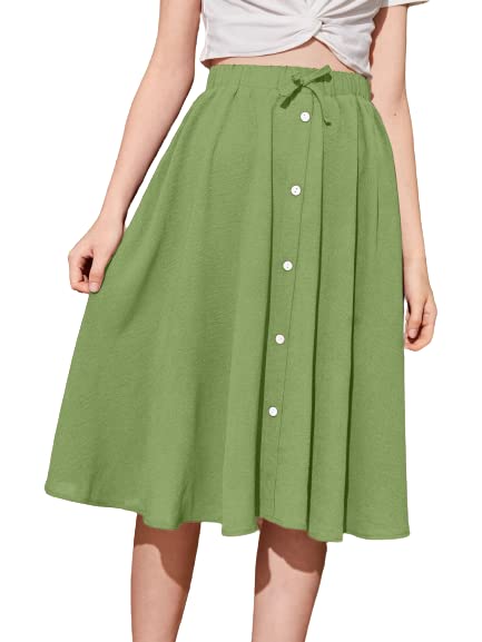 Pista Color Knee Length Skirt for Women and Girls-image-37